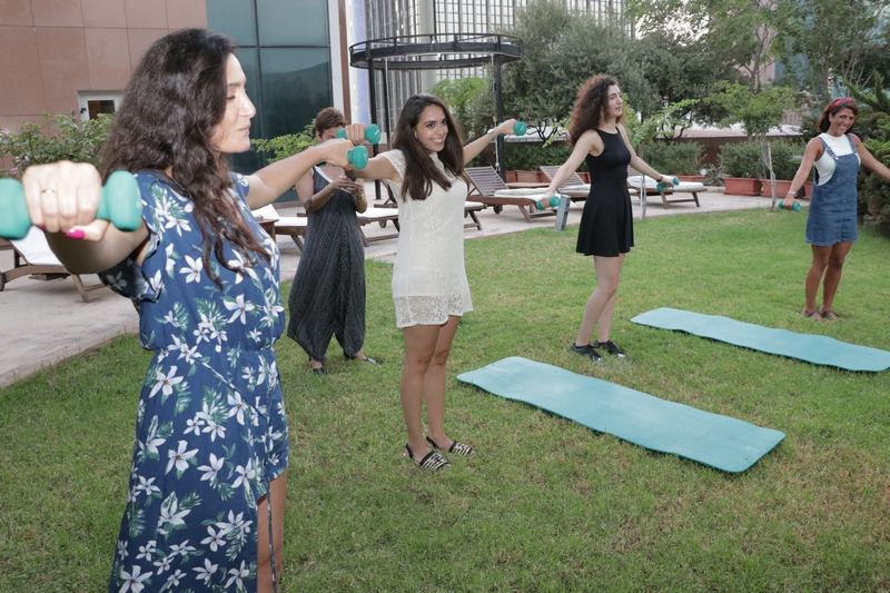 Gathering around the pool at Hilton Beirut Habtoor Grand